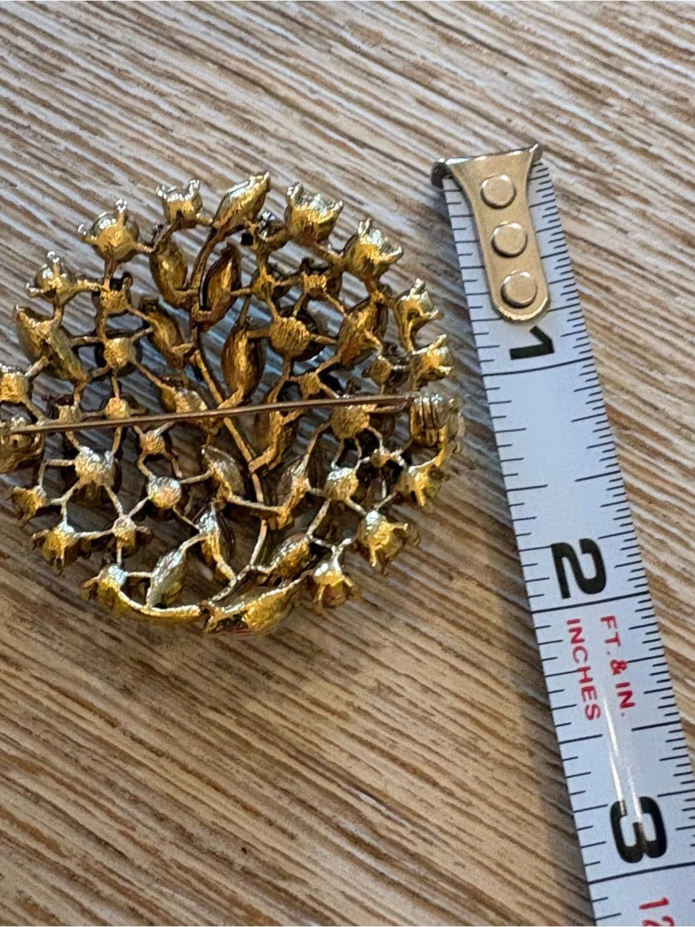 Retro Aurora Borealis Crystal Tree Brooch Gold Tone